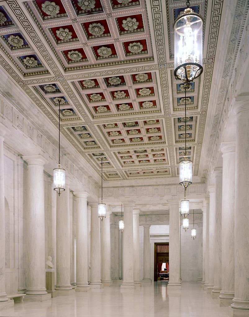 Supreme Court InteriorThe great hall of the Supreme Court building is lined with Doric Columns. Original public domain image…