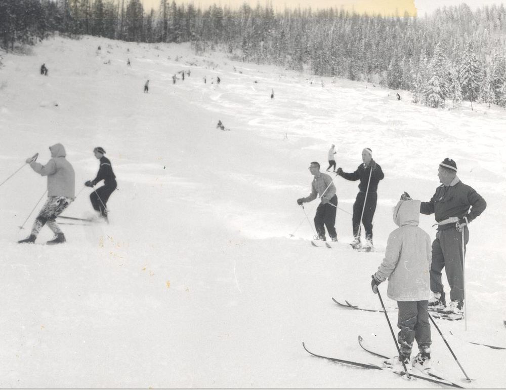 People, winter, skiing, Loup Loup Ski Area, 1960. Original public domain image from Flickr