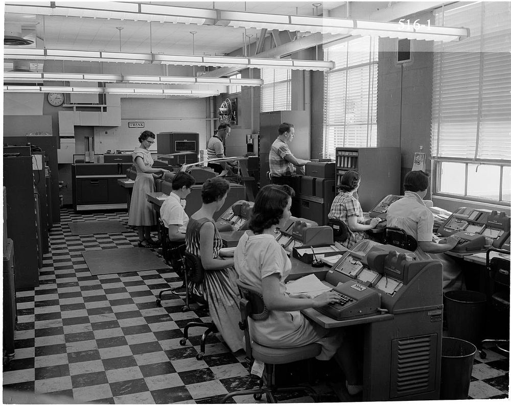 Workers in the tabulating department located in the administration building. Original public domain image from Flickr