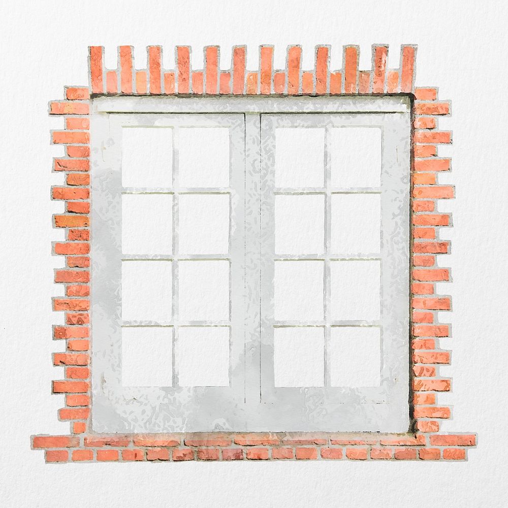 Watercolor casement window clipart, home exterior illustration psd