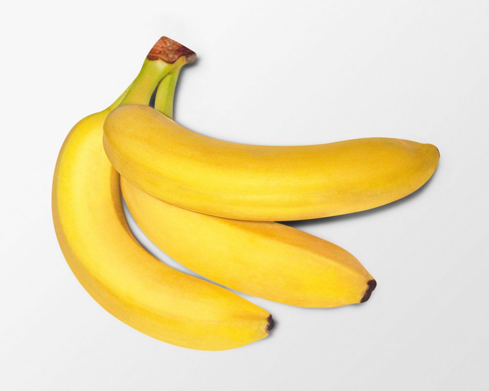 Banana bunch clipart, yellow fruit on white background psd