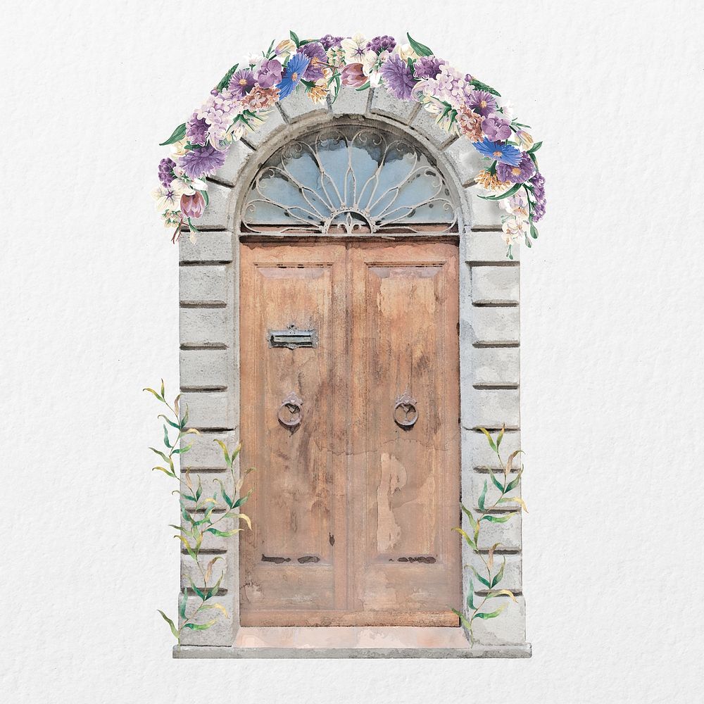 Wedding church door clipart, barrel vault design psd