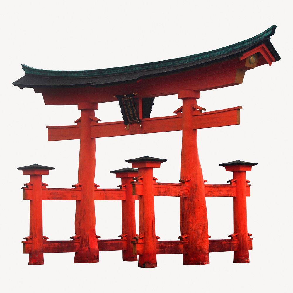 Japanese Torii gate, watercolor Kyoto's traditional architecture psd