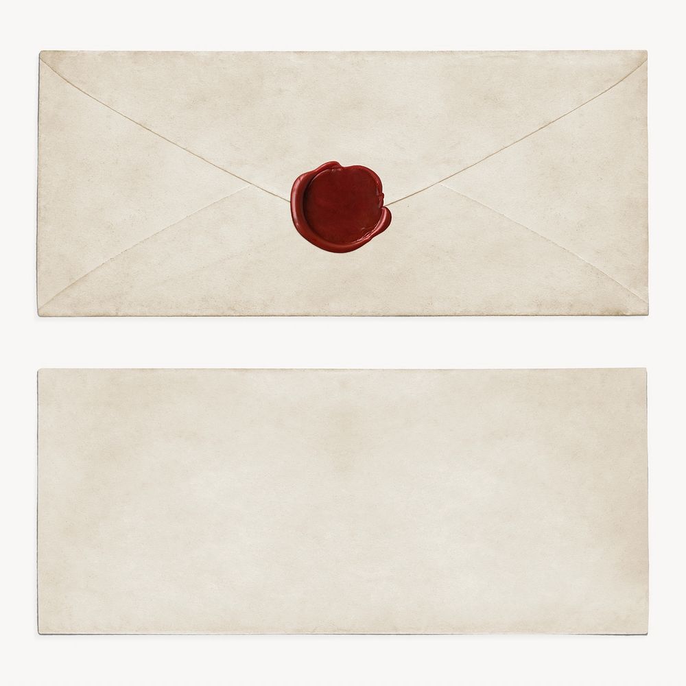 Vintage blank envelope with red wax seal