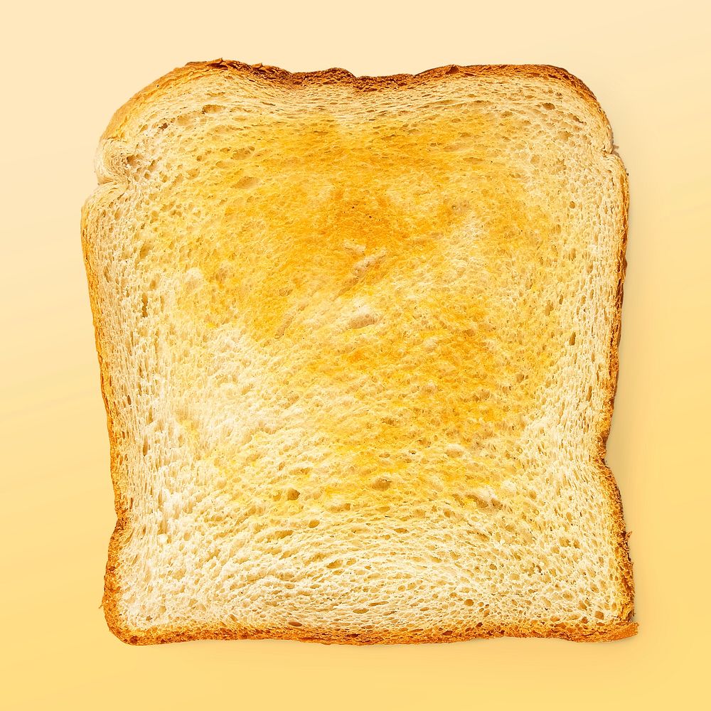 Toasted bread sticker, food photography psd