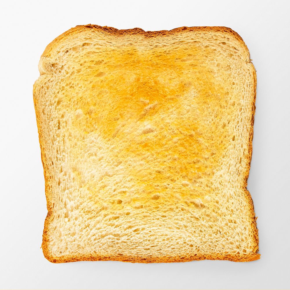 Toasted bread on white background, food photography