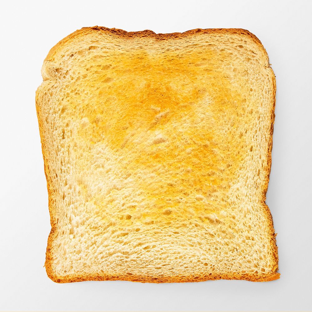 Toasted bread sticker, food photography psd