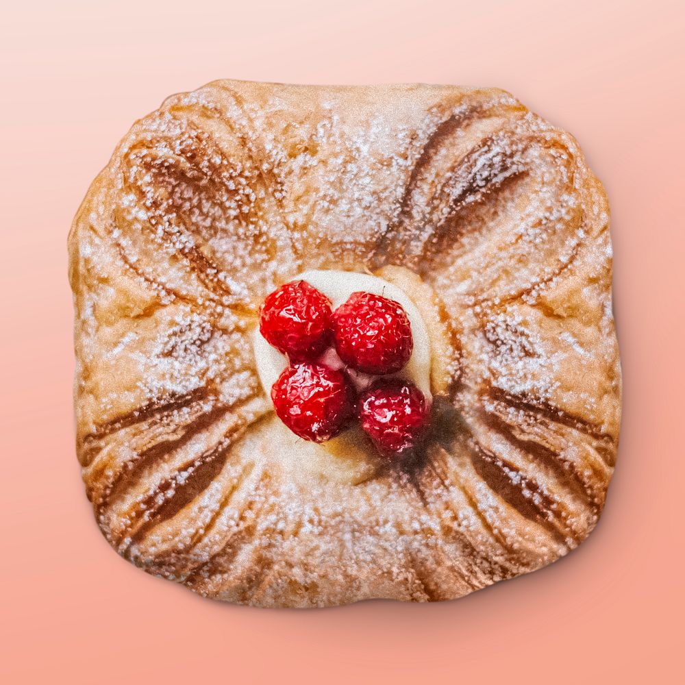 Danish pastry bread sticker, food photography psd
