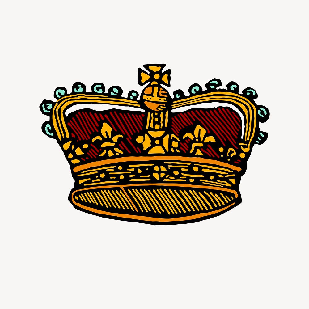 Royal crown collage element, vintage illustration vector
