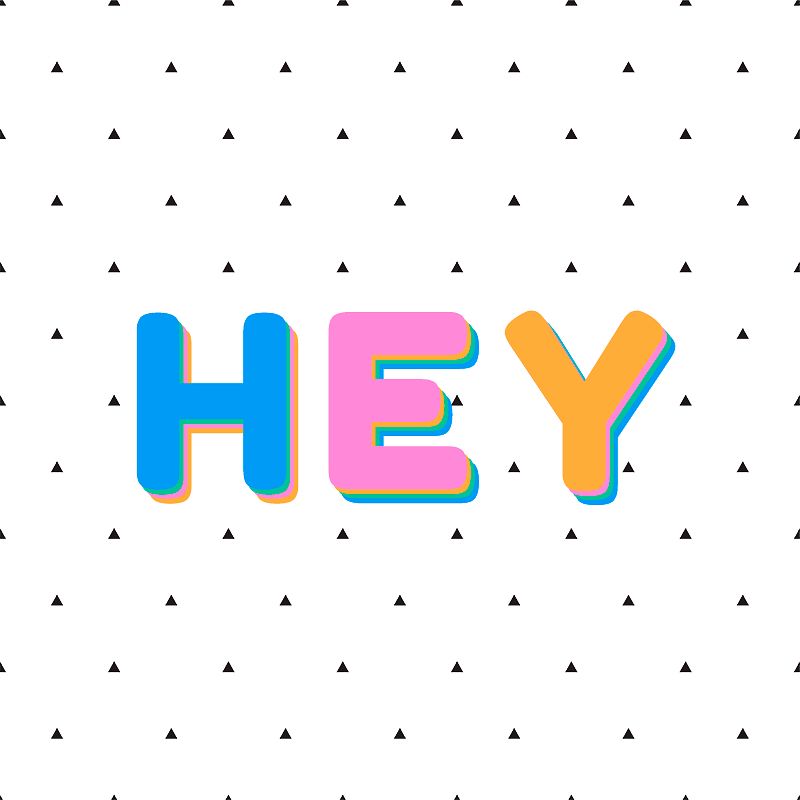 Hey psd greeting colorful  typography