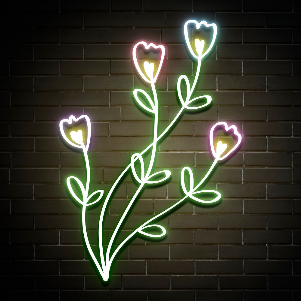 Neon small flowers psd summer floral