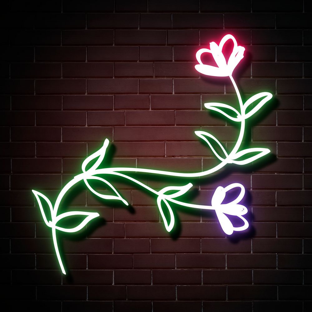 Neon small flowers psd summer floral