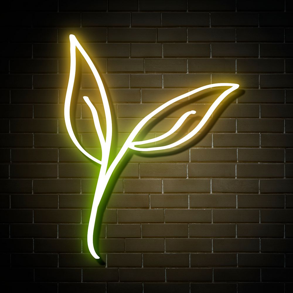 Neon glowing flower sign psd