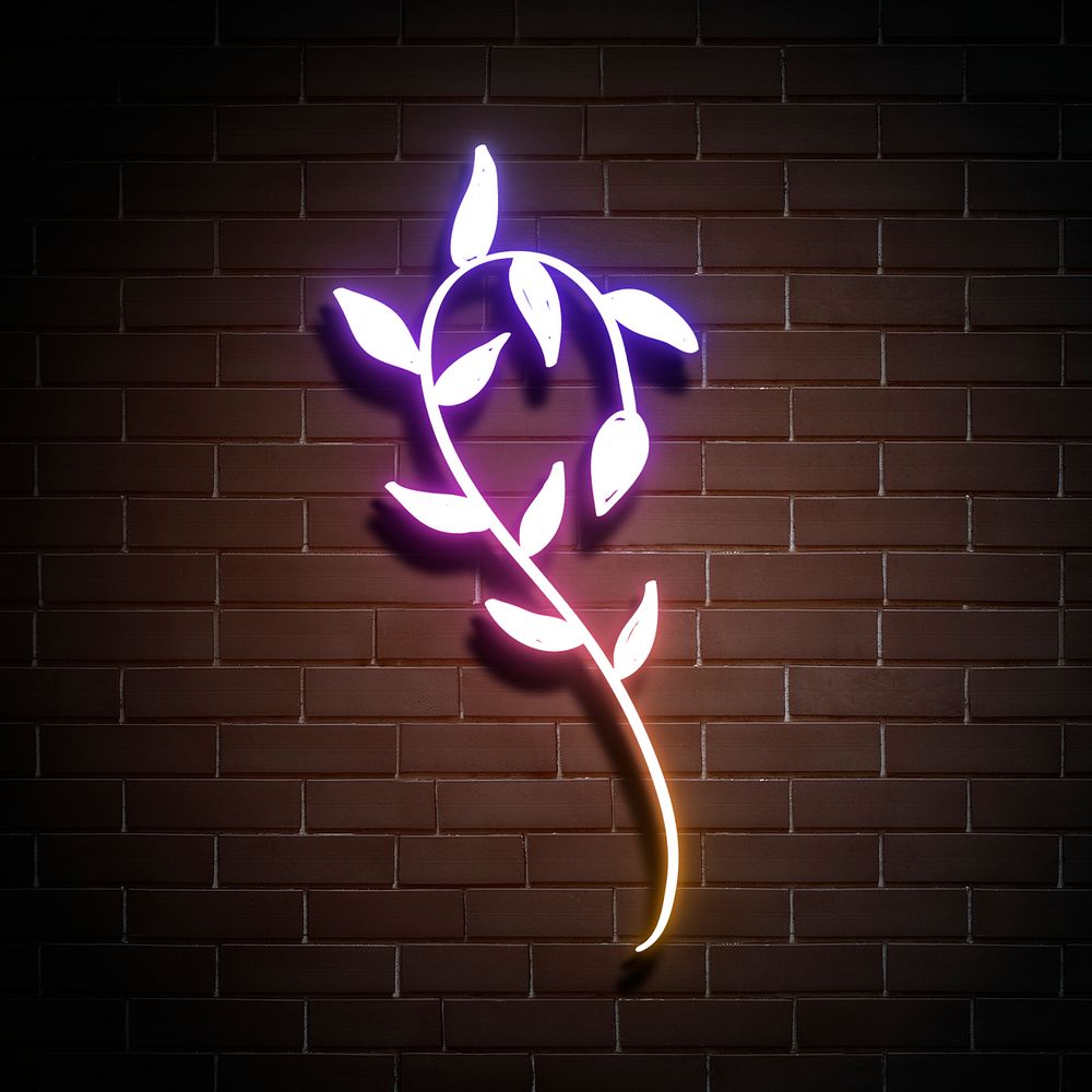 Neon purple flower glowing sign