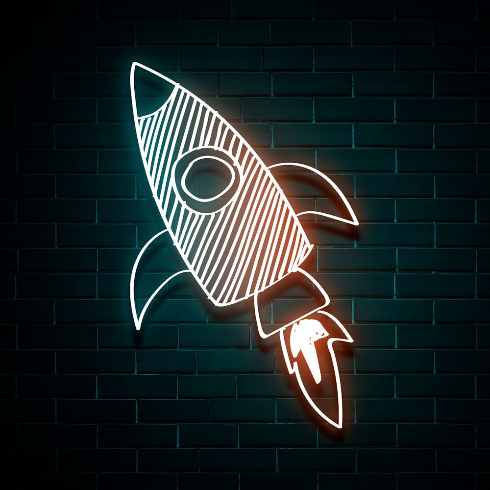 Rainbow spacecraft psd neon doodle