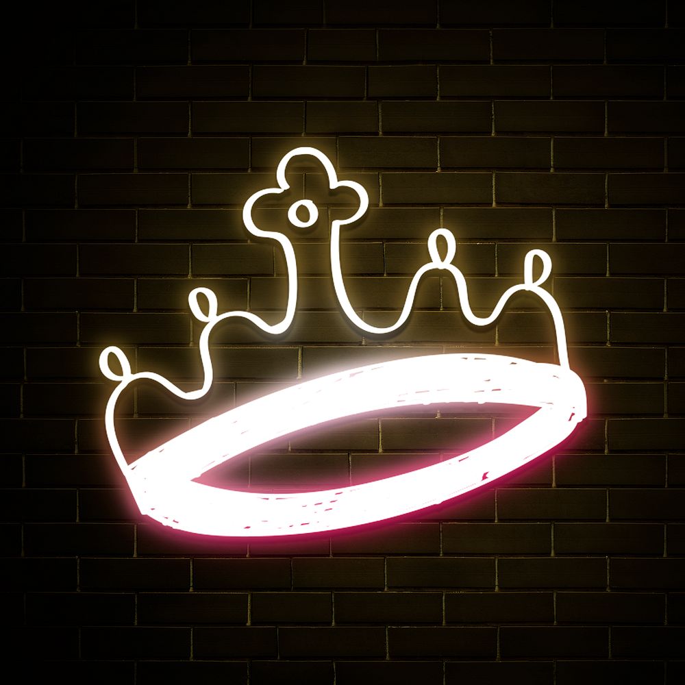 Rainbow neon light crown symbol