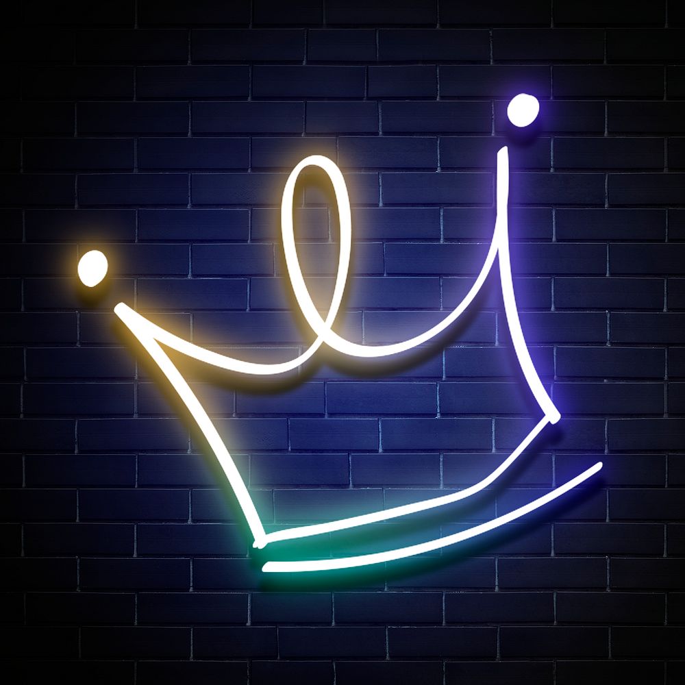 Rainbow led light crown psd neon doodle