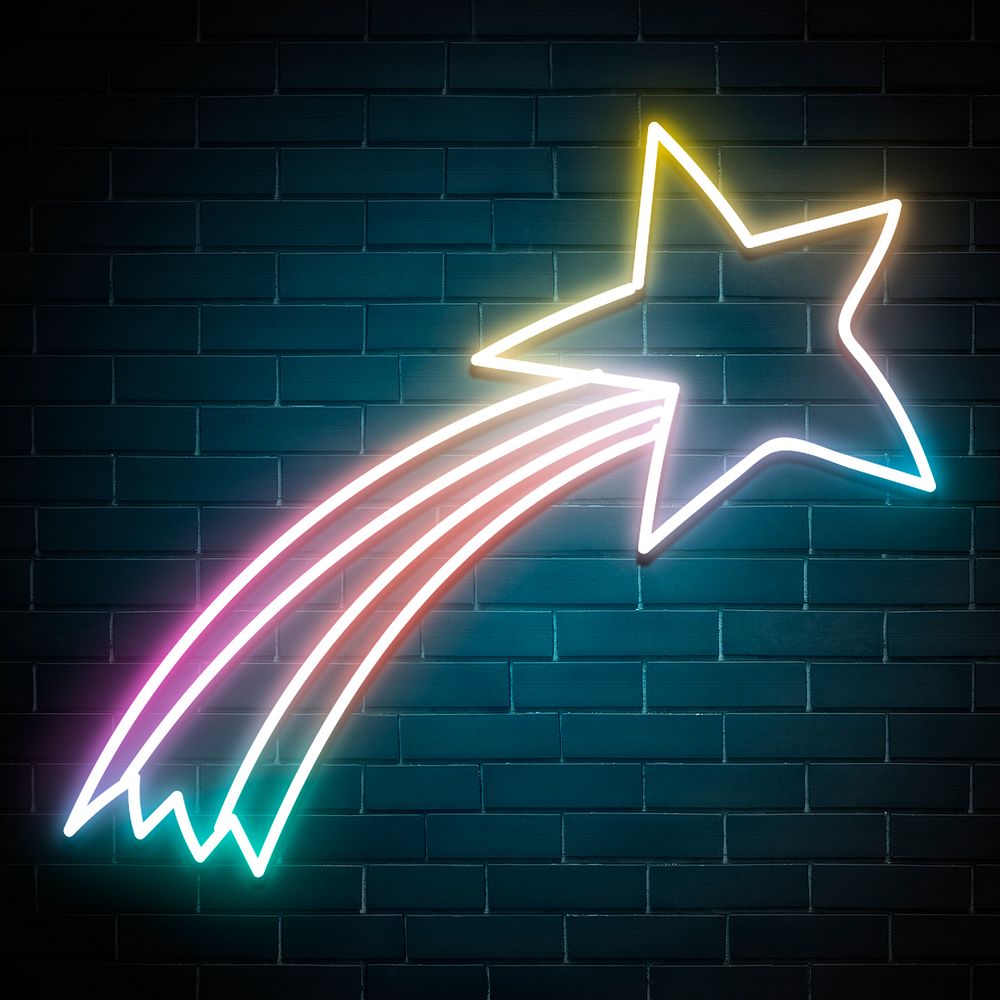 Neon rainbow comet doodle icon
