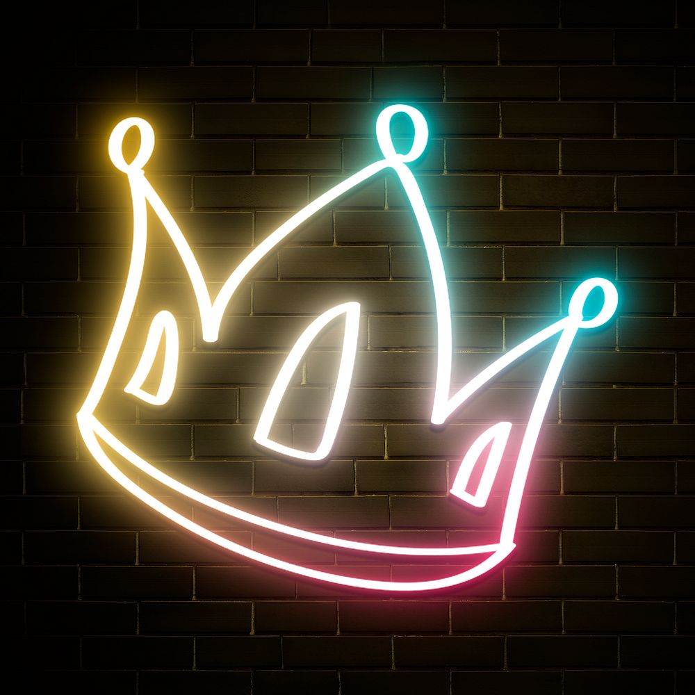 Rainbow glow neon crown icon