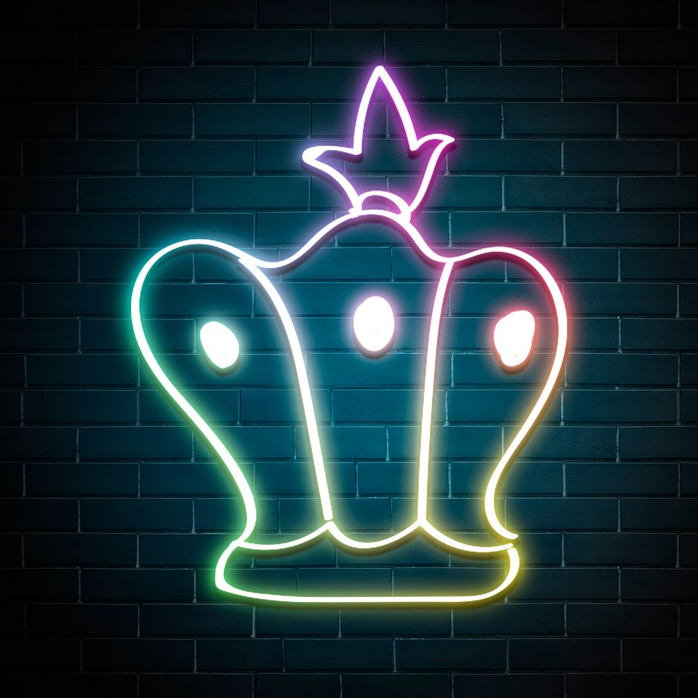 Crown neon rainbow psd doodle