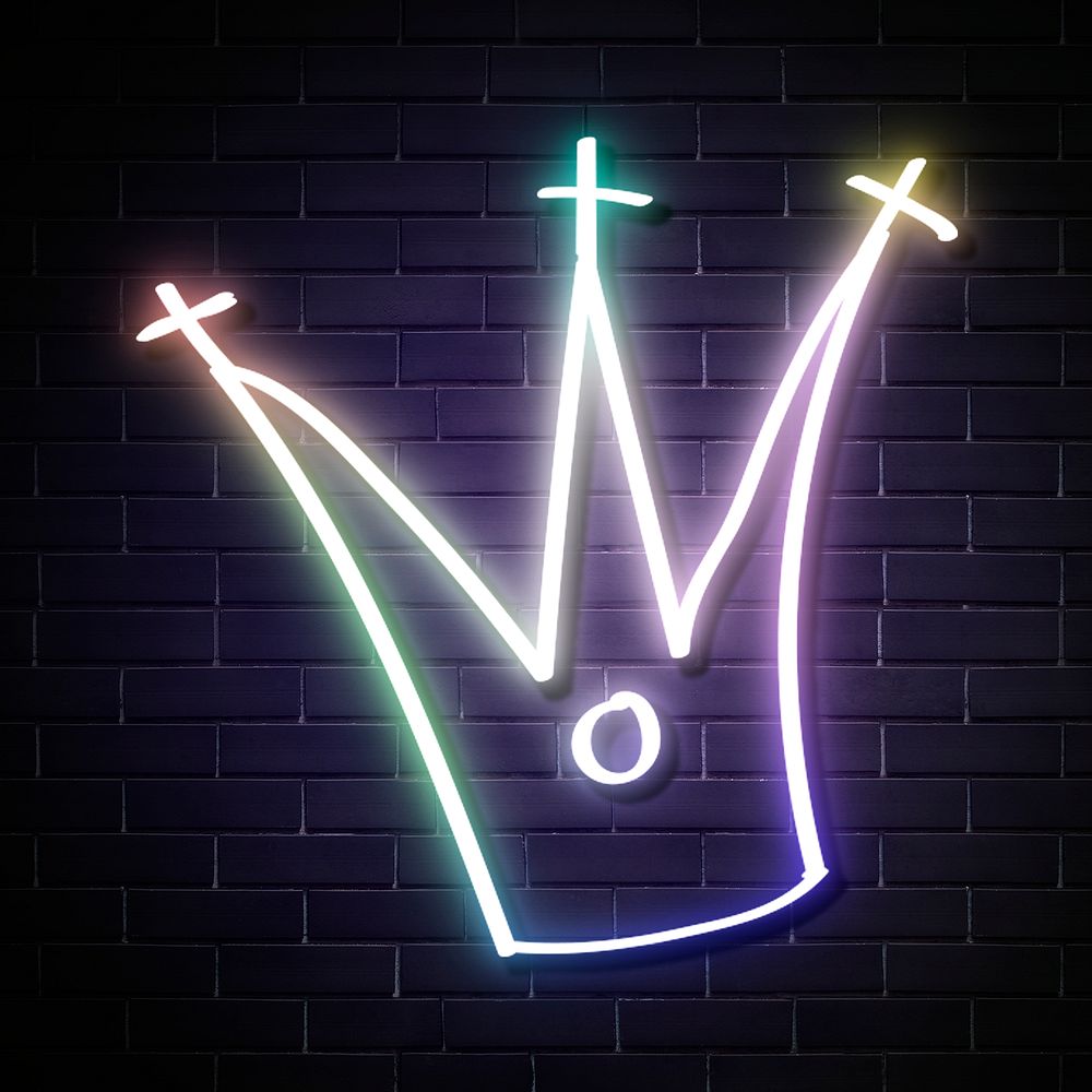 Neon light rainbow crown sign