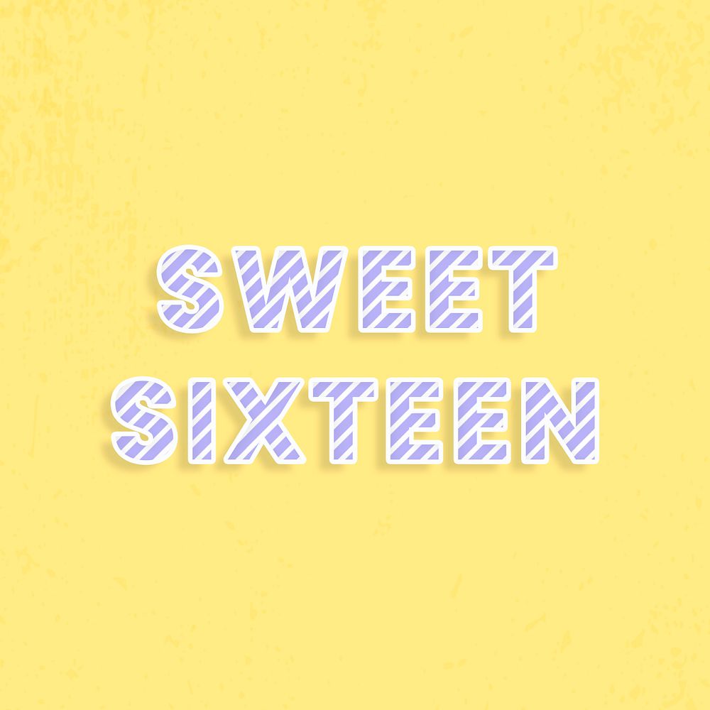 Sweet sixteen message template diagonal stripe font typography