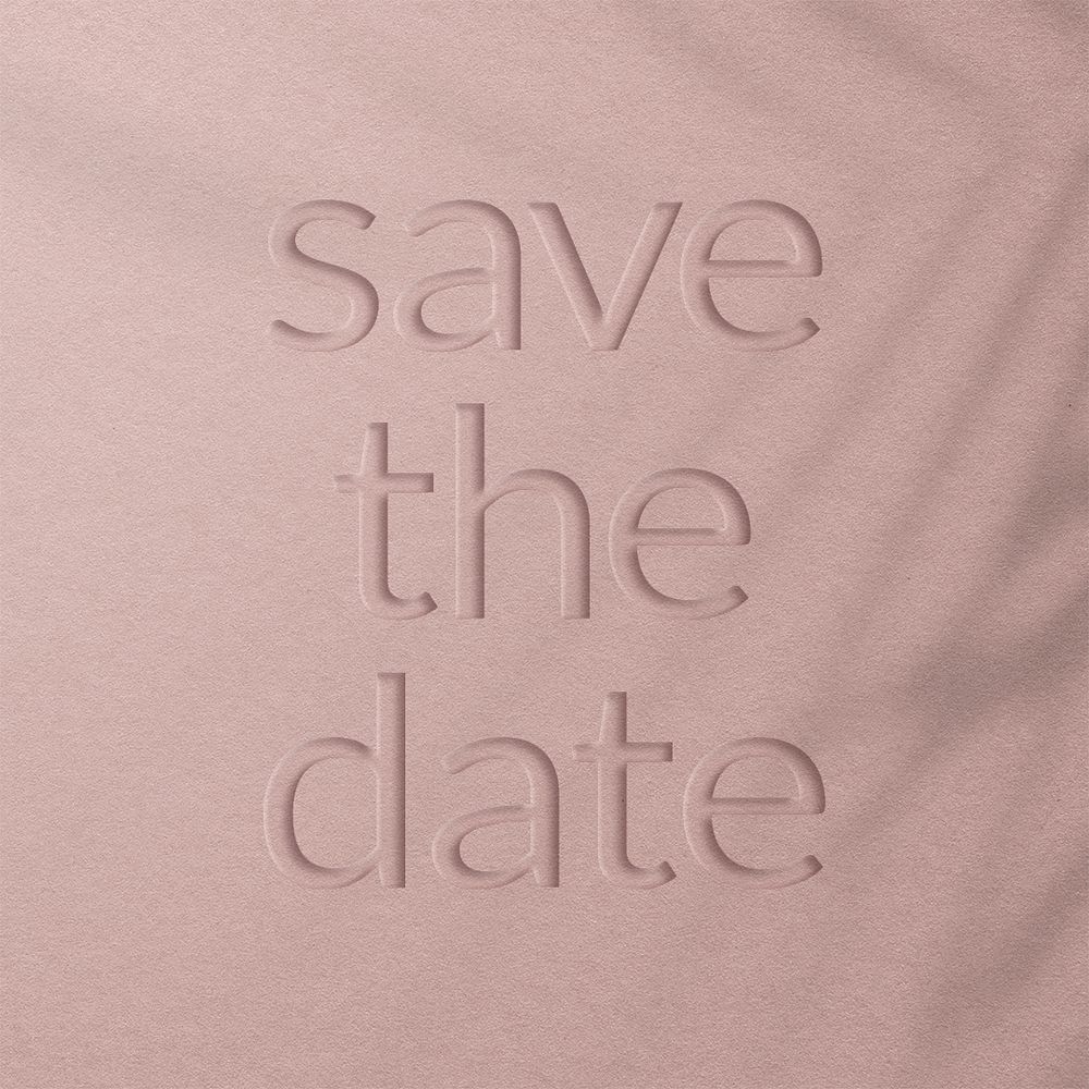 Phrase save the date embossed font typography vector