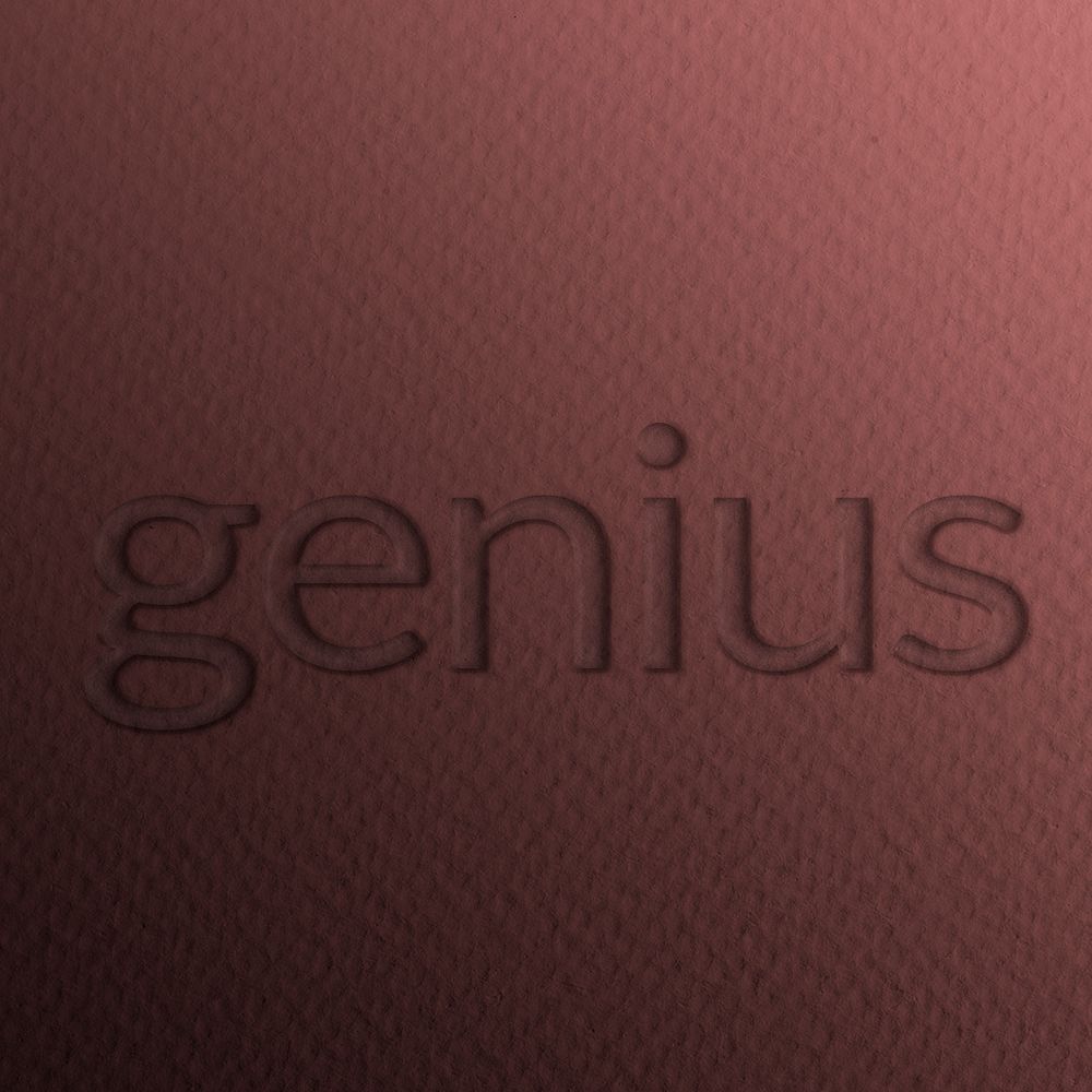 Genius emboss typography psd on paper texture