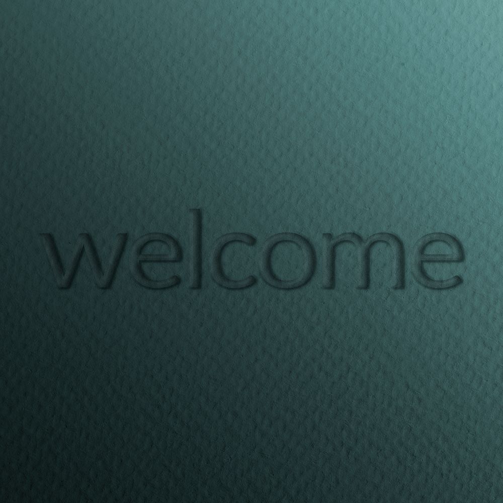 Welcome emboss typography psd on paper texture