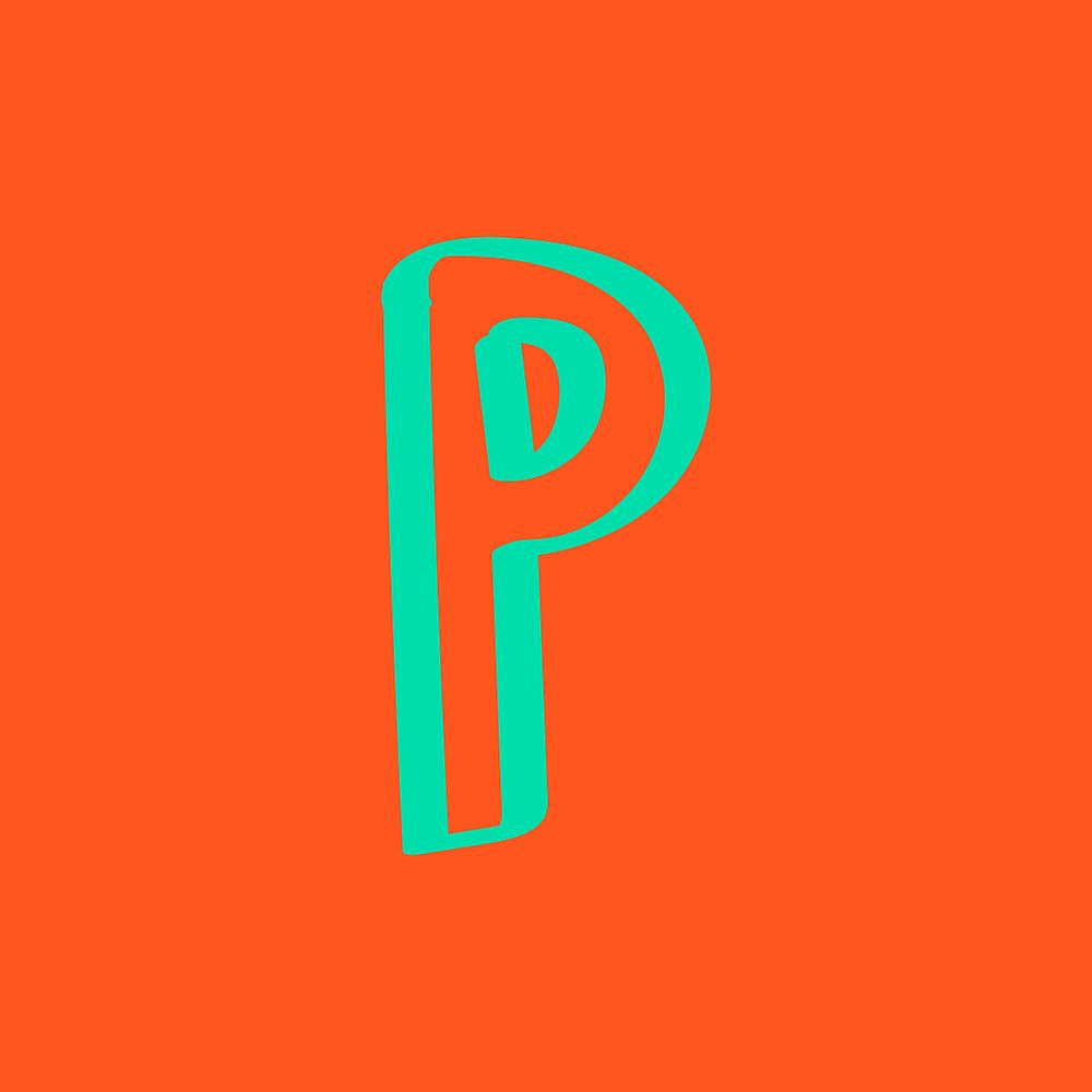Vector letter P doodle typography