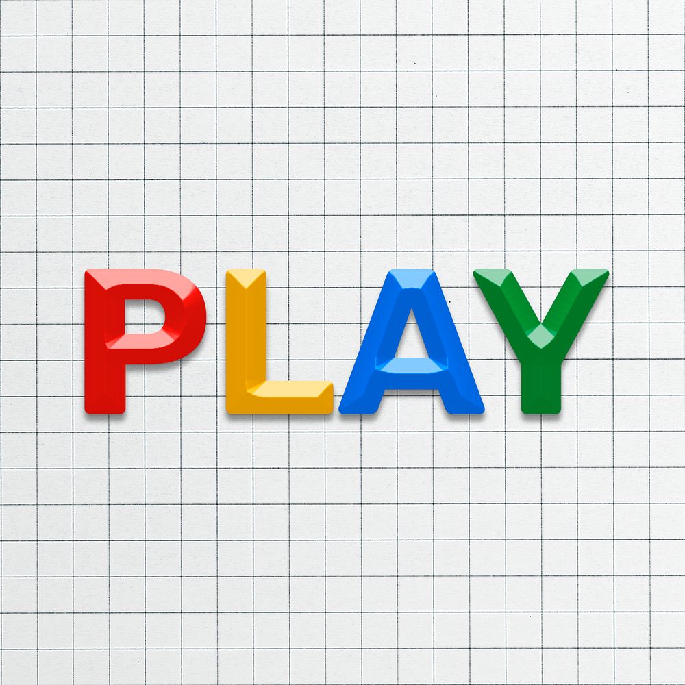 Play text lettering psd 3d colorful font typography