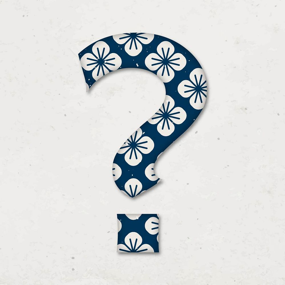 Vector question mark japanese floral inspired pattern typography
