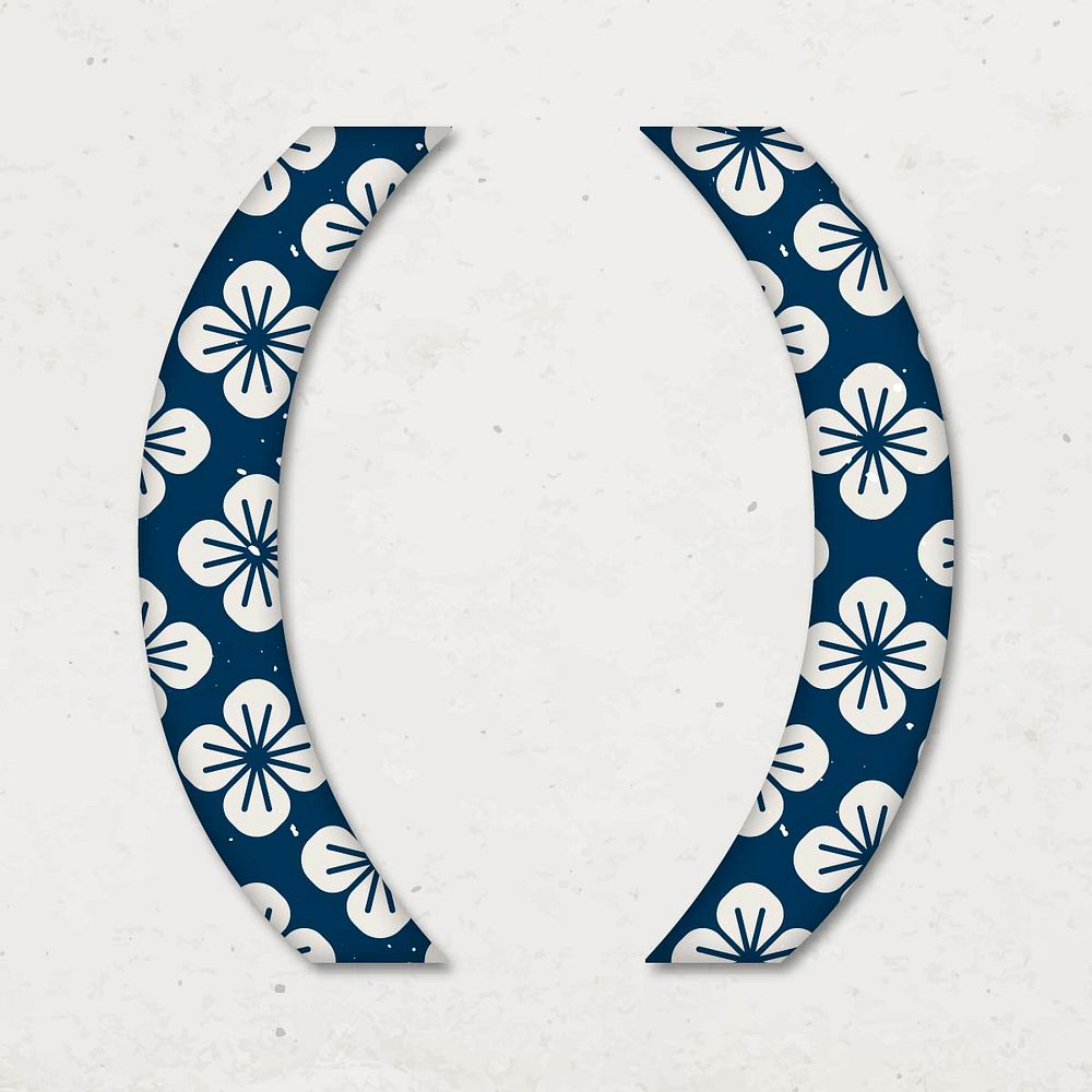 Vector bracket symbols floral japanese inspired pattern typography