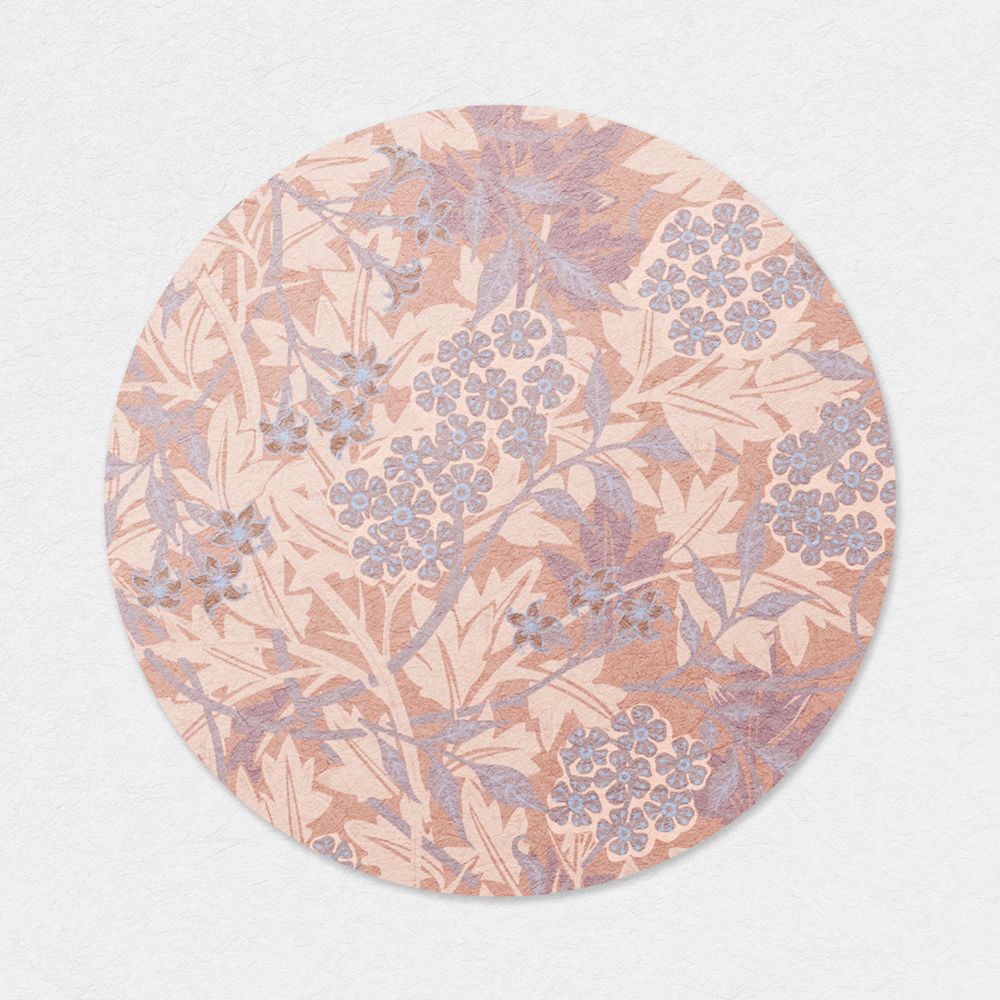 Jasmine flower round journal sticker remix from artwork by William Morris