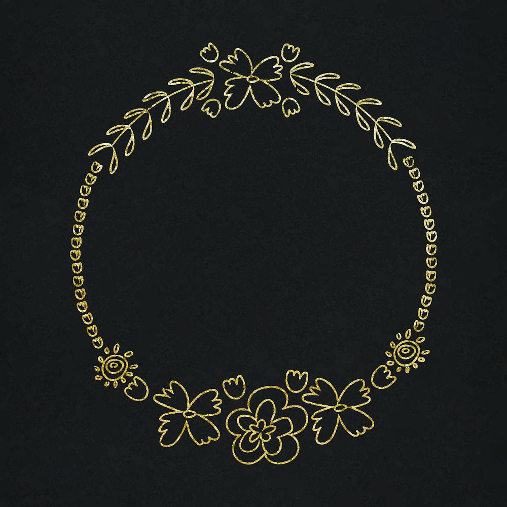 Vector floral wreath frame gold effect