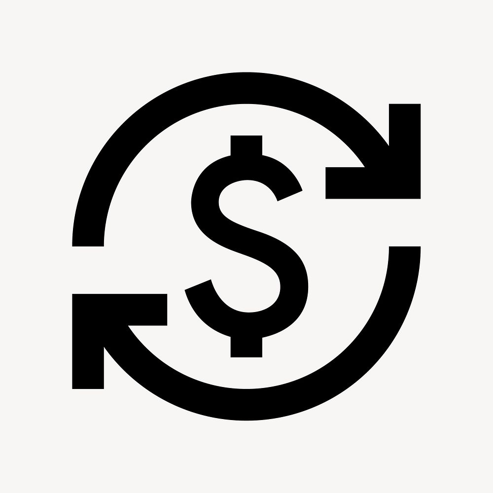 Currency exchange icon, dollar sign symbol, filled style vector