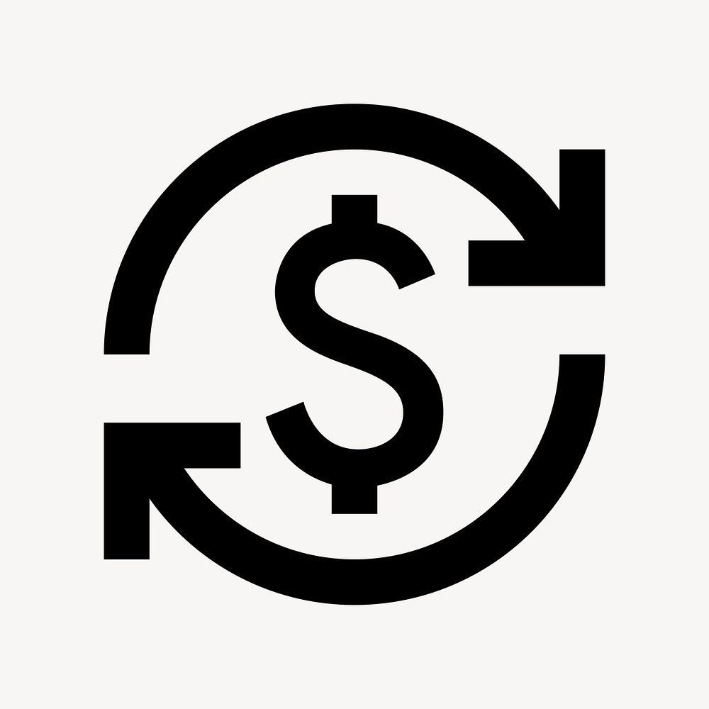 Currency exchange icon, dollar sign symbol, outlined style vector