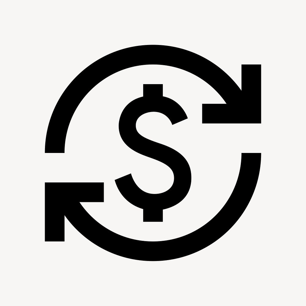 Currency exchange icon, financial symbol, outlined style psd
