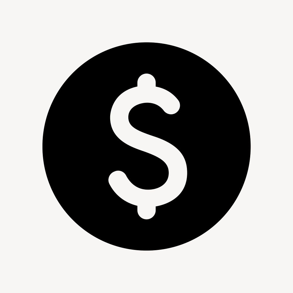 Paid icon, black dollar symbol, round style psd