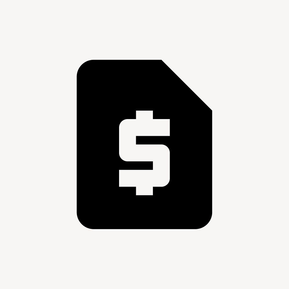 Request Page icon, dollar symbol, filled style vector