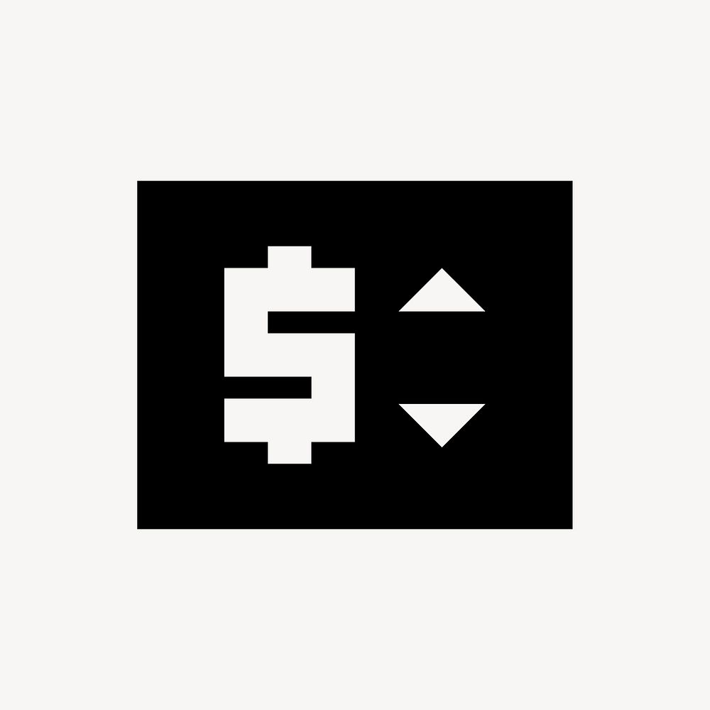 Price Change icon, banking symbol, sharp style vector
