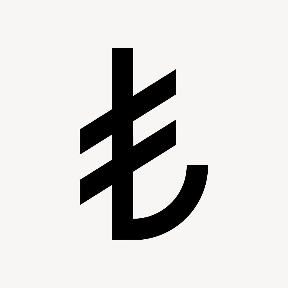 Lira icon, Turkish currency money symbol, filled style vector