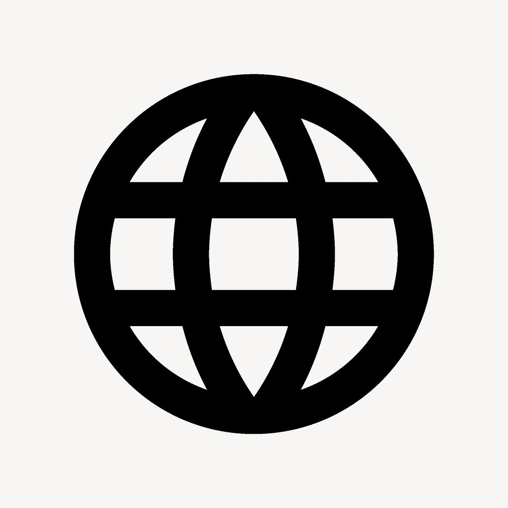 Action icon, Language symbol, outlined globe shape psd