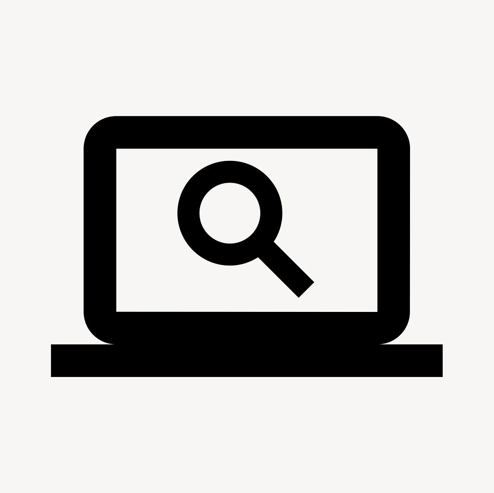 Screen Search Desktop, device icon, filled style, flat graphic psd
