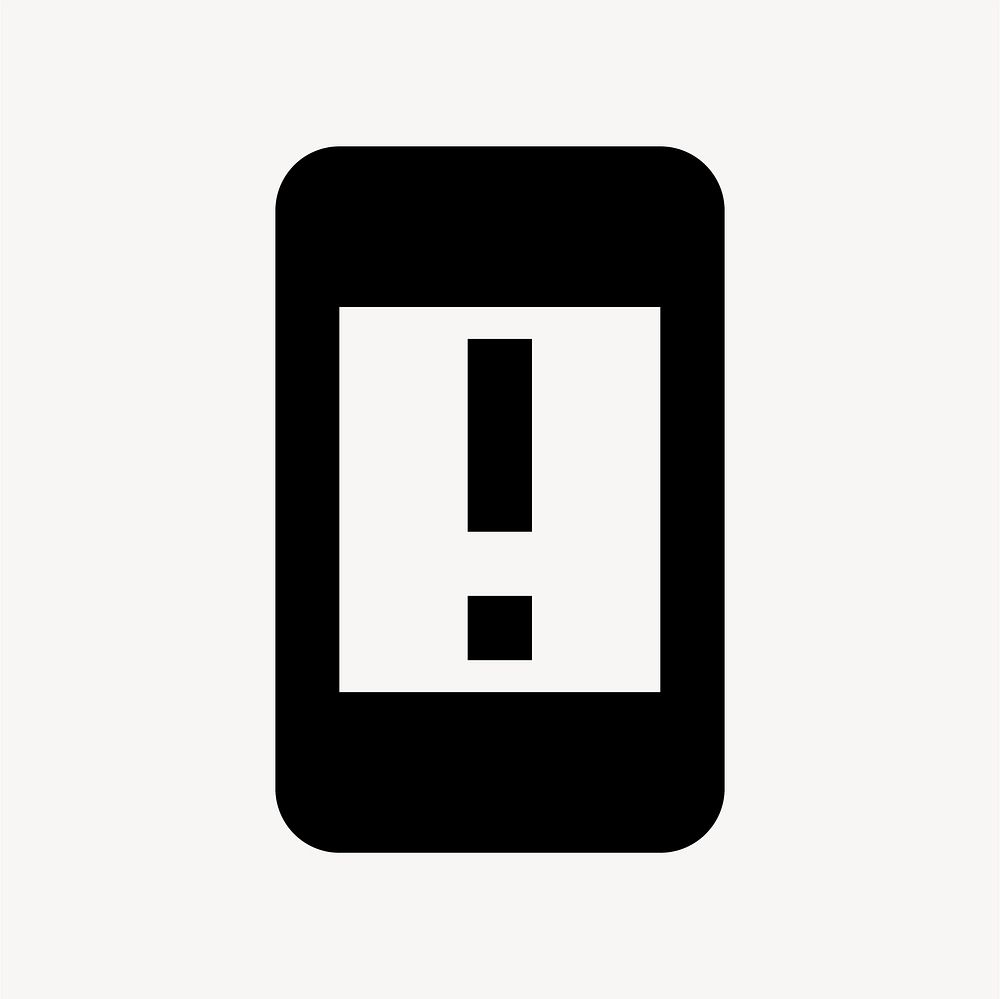Security Update Warning, device icon, filled style, flat graphic vector