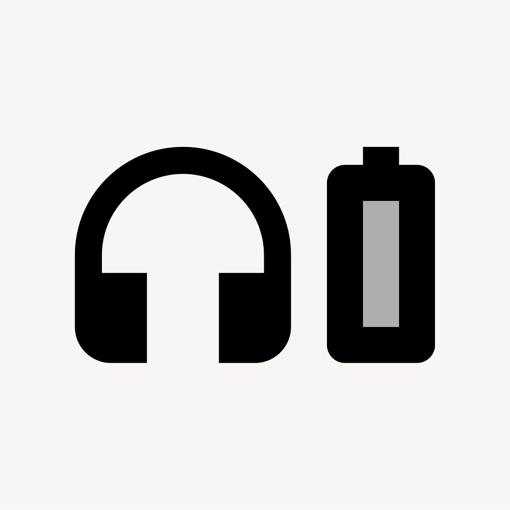 Headphones Battery, hardware icon, two tone style vector