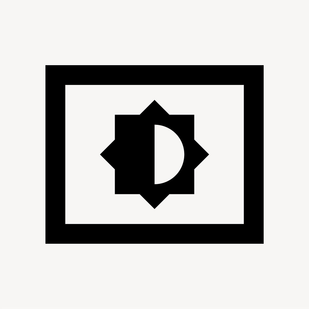 Settings Brightness, action icon, sharp style vector