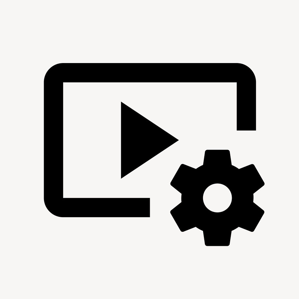 Video Settings, audio & video icon, filled style, flat graphic psd