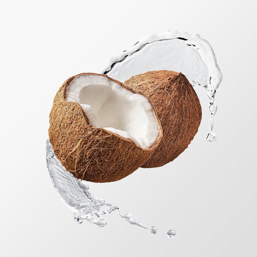 Coconut splash clipart, fruit abstract graphic
