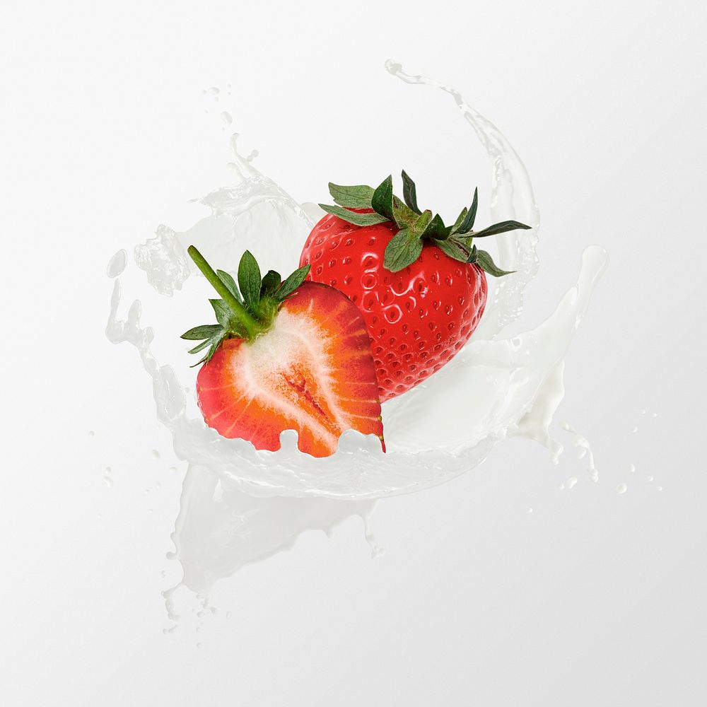 Strawberry smoothie splash clipart, creative fruit photo